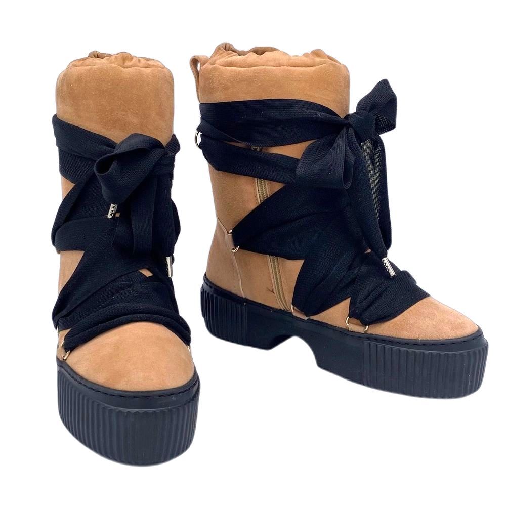 Agl Attilio Giusti Leombruni Chunky Platform Bowtie Lace-up Ankle Boot Size 6.5